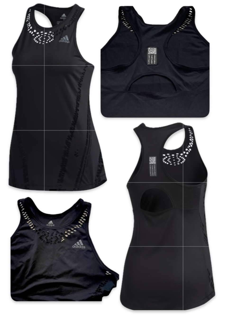 Adidas Primeblue Womens Racerback Tank Top Size M Black Mesh Cutout Aeroready